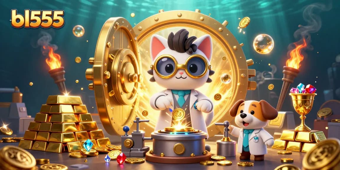 Experience the excitement at bl555 with golden treasures and vibrant casino elements.