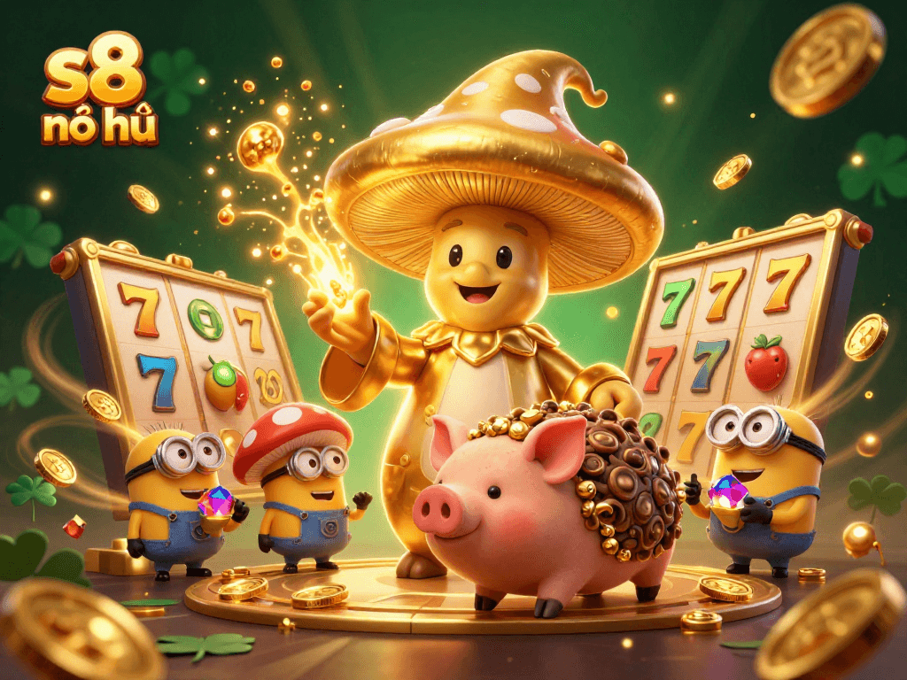 Experience the thrill of s8 nổ hũ with vibrant golden magic and exciting slot game symbols.