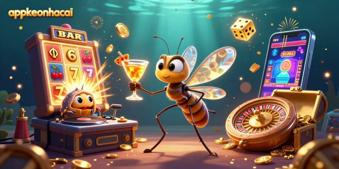 Bet on thrilling moments with appkeonhacai, showcasing vibrant casino characters and exciting gaming elements.