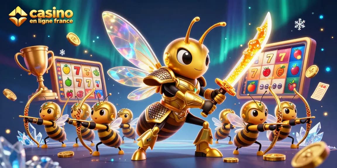 Visualisation immersive d'un casino en ligne France avec des éléments de jeu et un personnage central captivant.