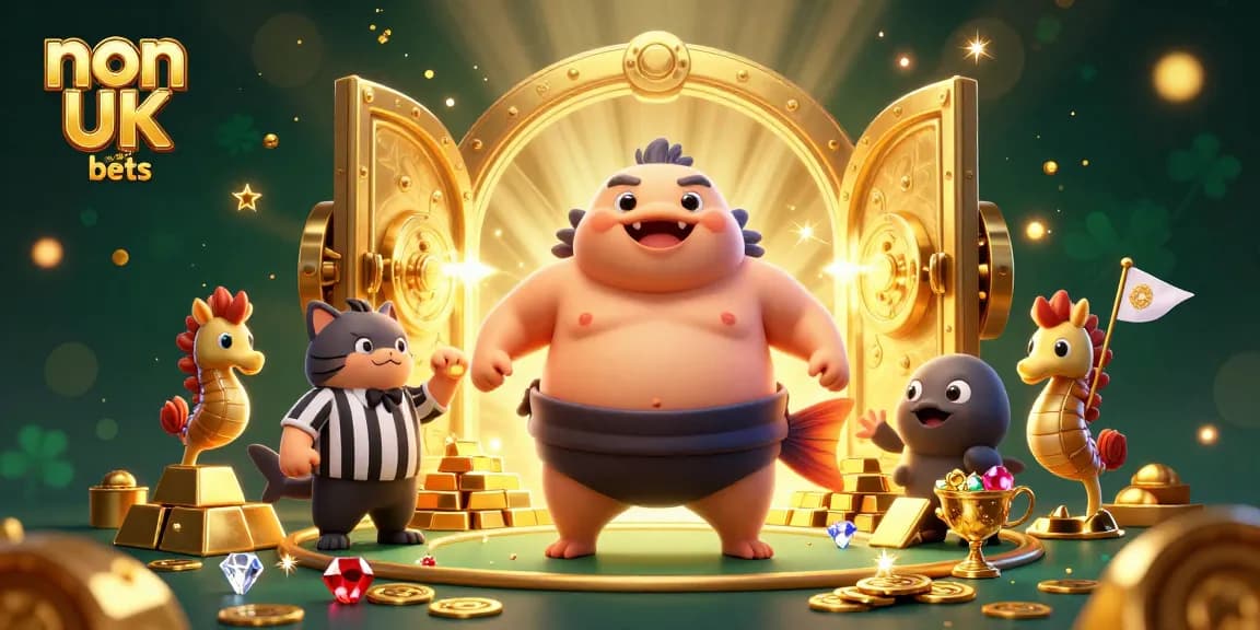Engage in thrilling non UK casino bets with vibrant underwater fun featuring a blowfish in a Sumo match.