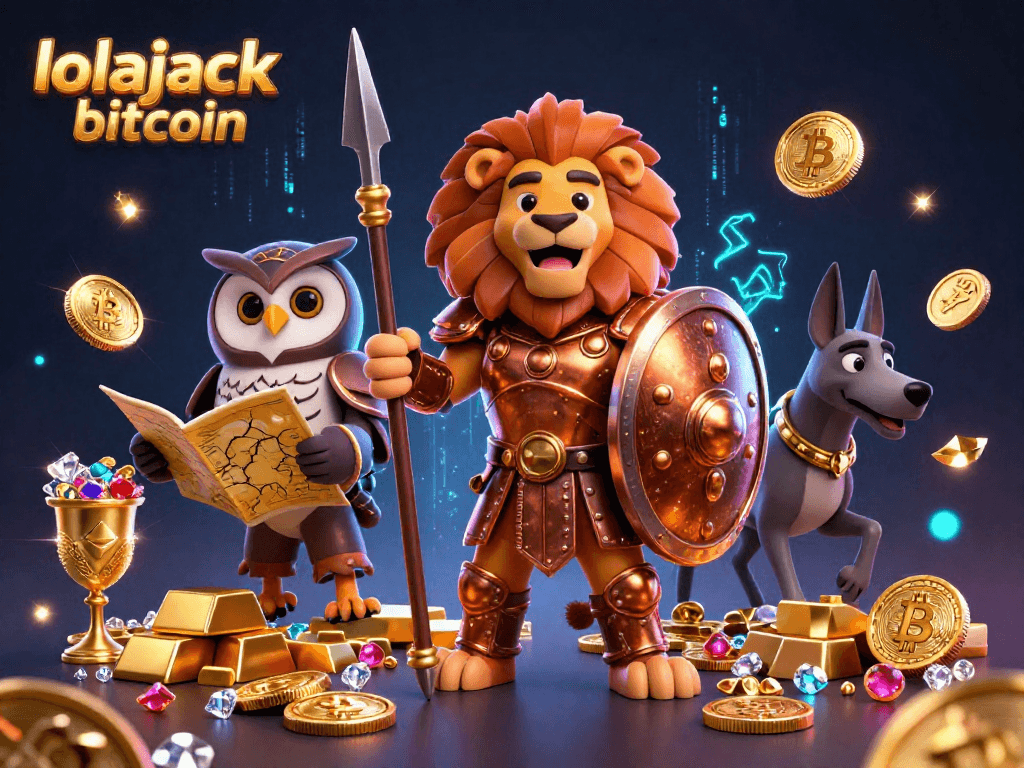Experience the thrill of lolajack bitcoin with a stunning 3D casino illustration showcasing vibrant characters and treasures.