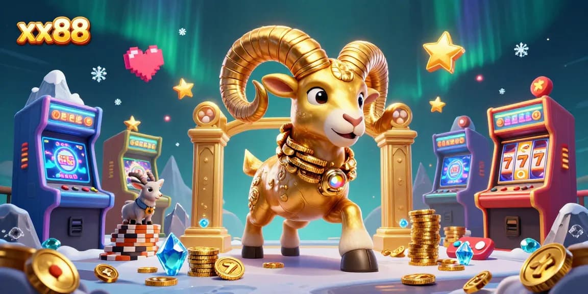Experience thrilling gameplay at xx88 with a golden ram charging through a vibrant casino world.