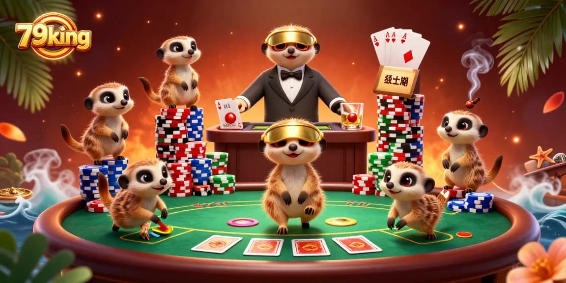 Experience the thrilling atmosphere of 79king casino featuring engaging meerkat characters in an exciting gaming scene.