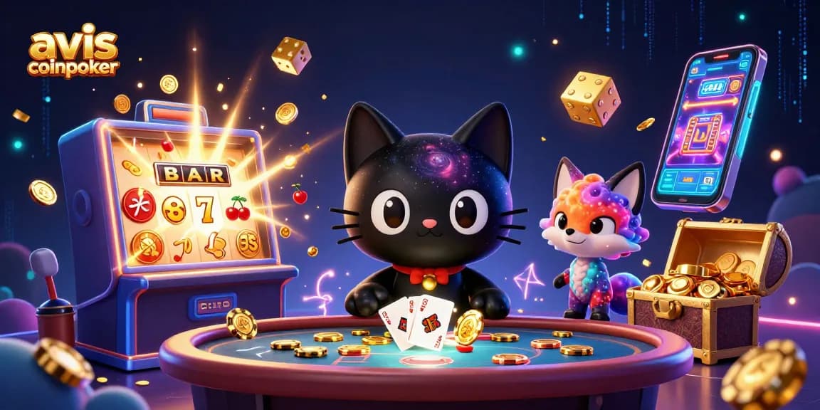 Évaluez CoinPoker avec cette illustration captivante représentant des jeux de casino en action.