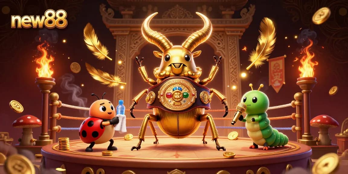 Engage with new88's vibrant casino world featuring golden characters in action.