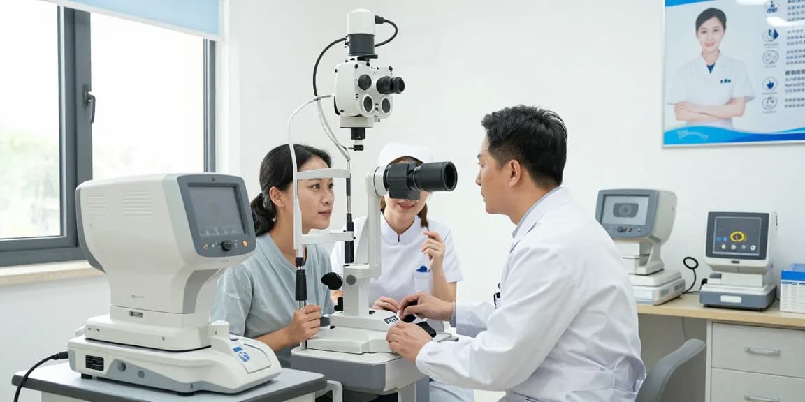 Patient exam at SNU Eye Clinic snuseoul, featuring modern equipment and personalized care.