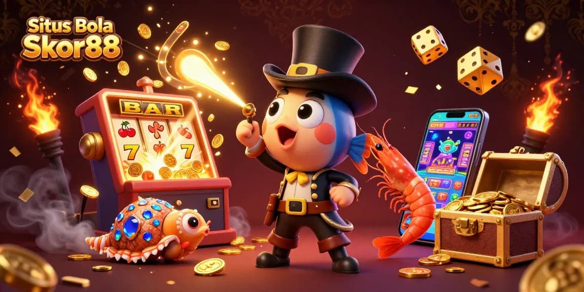 Situs Bola Skor88 offers thrilling betting experiences with a lively depiction of casino fun and winning moments.