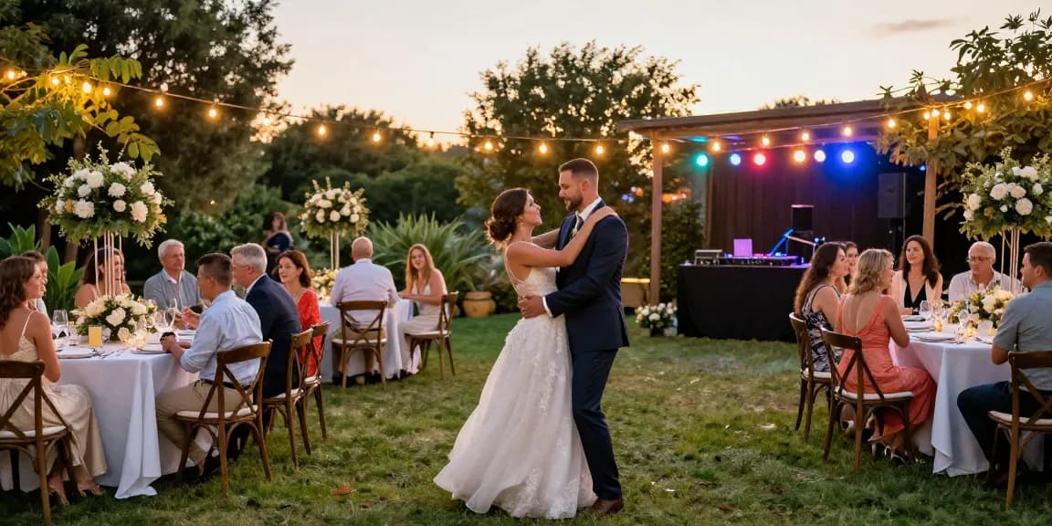 Hochzeit DJ für Hochzeit Berlin mit romantischem Ambiente und tanzendem Paar.