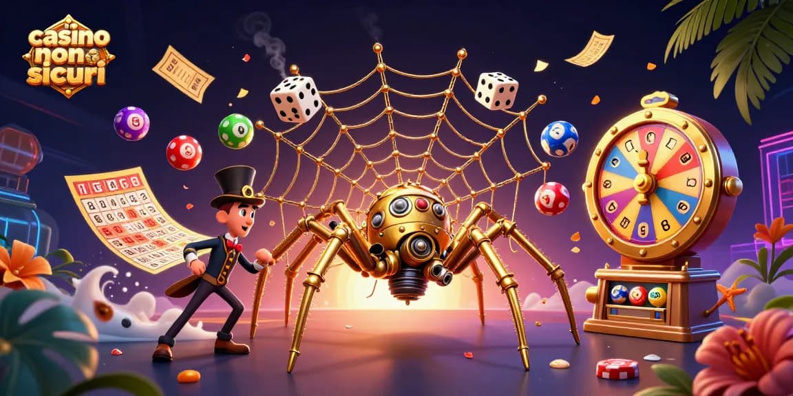 Scopri i casinò non AAMS sicuri con la nostra illustrazione 3D accattivante di giochi interattivi.