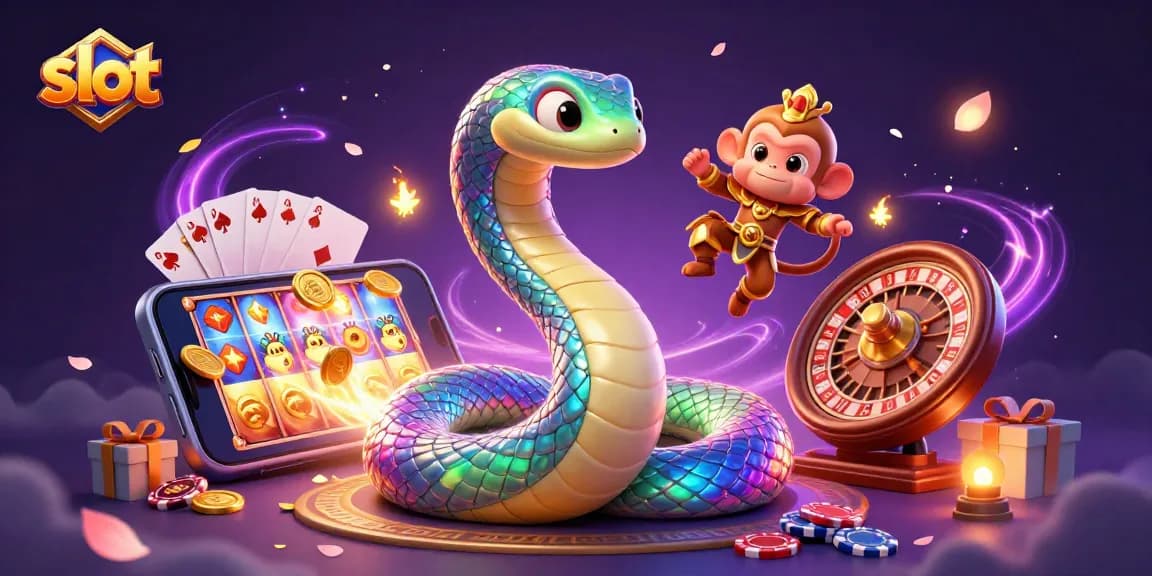 Spin the slot reels and win golden coins in this vibrant gambling scene with mythical creatures.