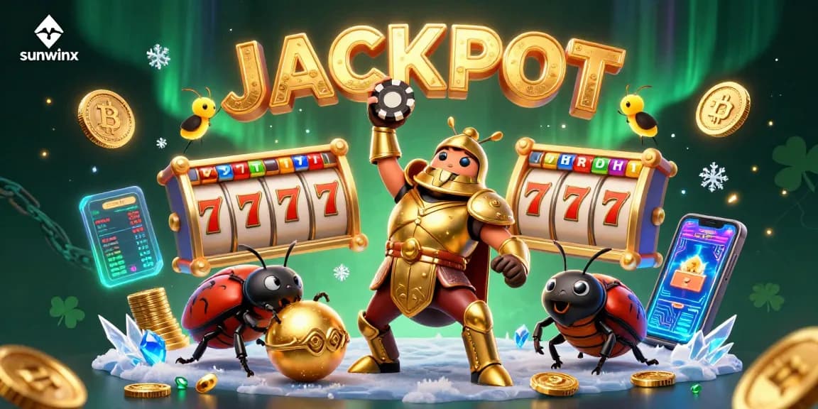Watch the sunwinx beetle triumphantly lifting a golden poker chip amid vibrant casino elements.