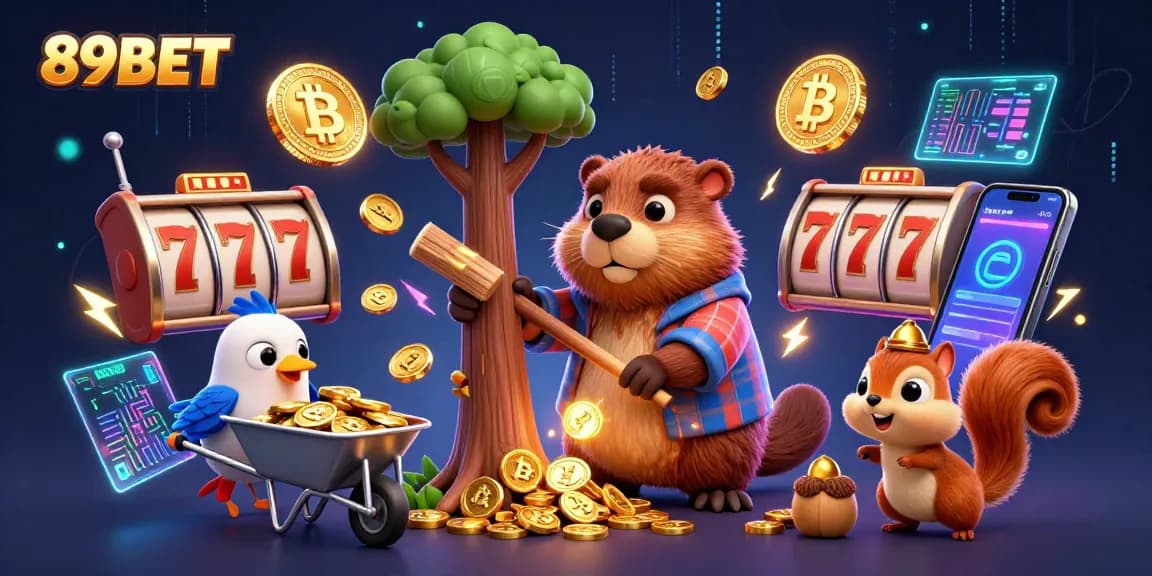 Gamble and win big with 89BET's lively 3D illustration of fun characters and casino elements.