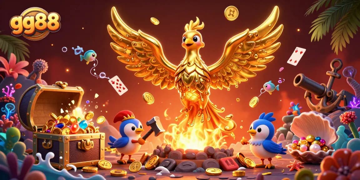 Experience the thrills at gg88 with a dazzling golden phoenix and rich casino treasures.