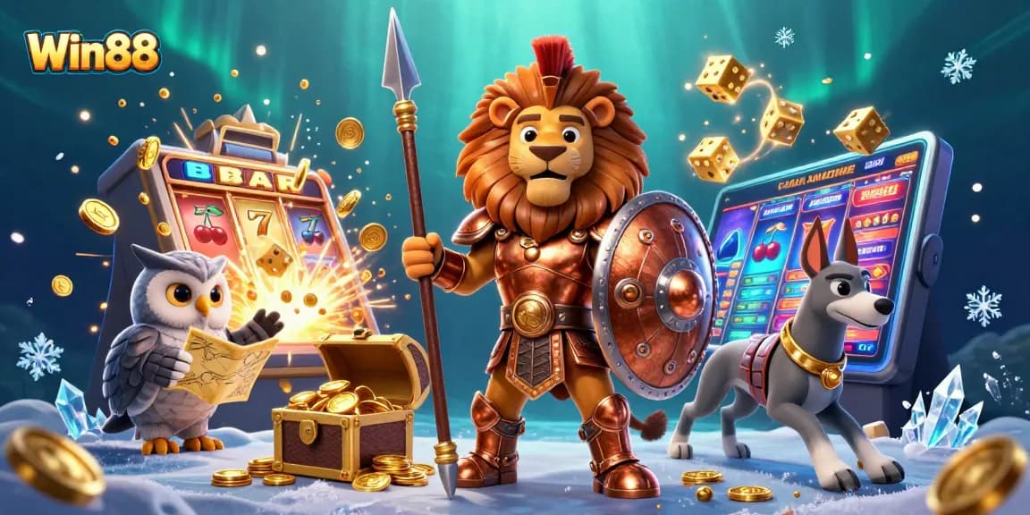 Experience the excitement of Win88 with a vibrant jackpot explosion and dynamic casino elements.