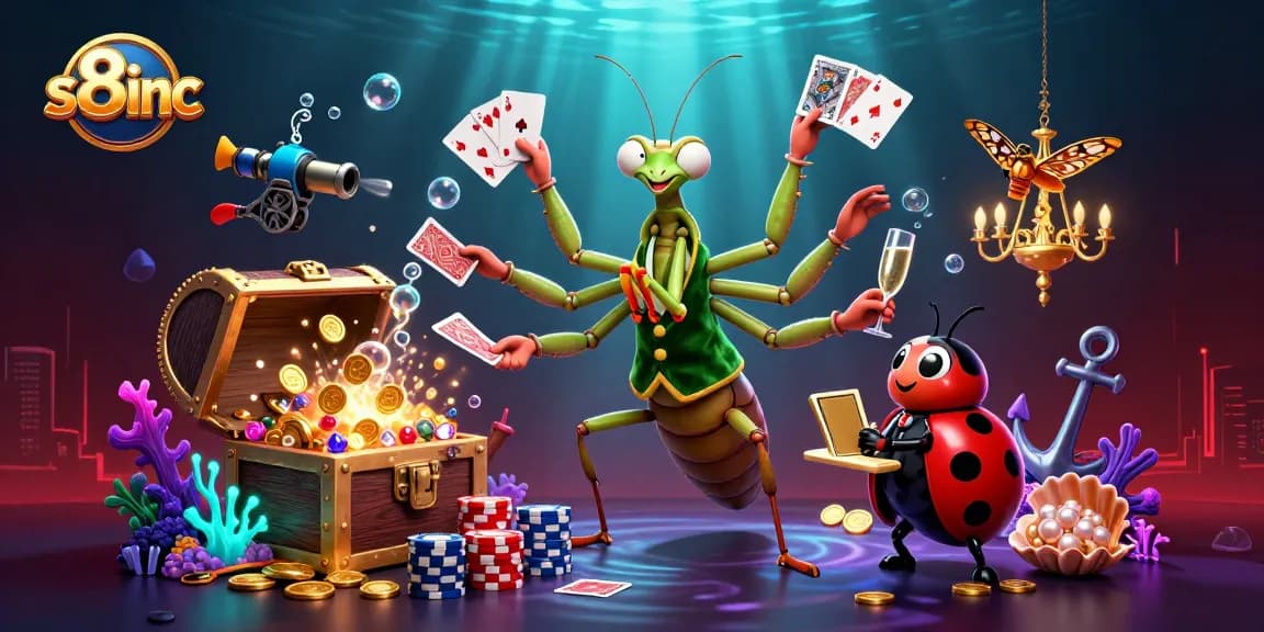 S8inc showcases a vibrant 3D casino scene with dynamic characters and rich game elements, perfect for immersive gaming.