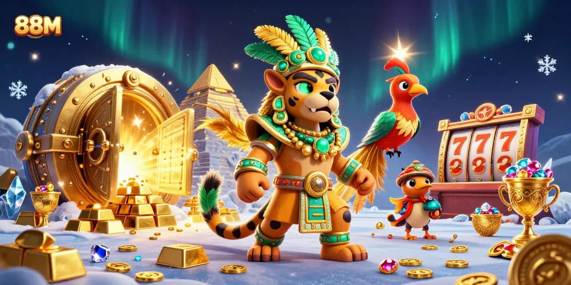 Win big at 88M with vibrant slot games and spectacular treasures in 3D casino art.