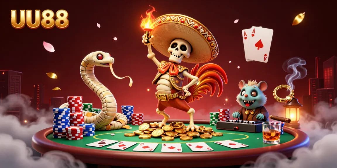 Experience the vibrant energy of UU88 with a skeleton mariachi celebrating a jackpot on golden coins.