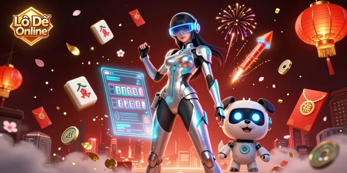 Experience the excitement of Lô Đề Online with vibrant characters and casino elements in a stunning 3D illustration.