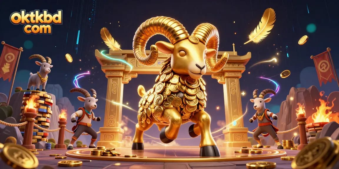 Experience thrilling gameplay with oktkbd com's engaging golden ram illustration in a vibrant casino setting.