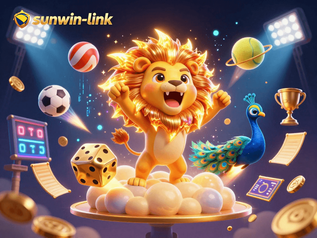 Engage with the thrilling action of sunwin-link sports betting, highlighted by vibrant elements and dynamic characters.