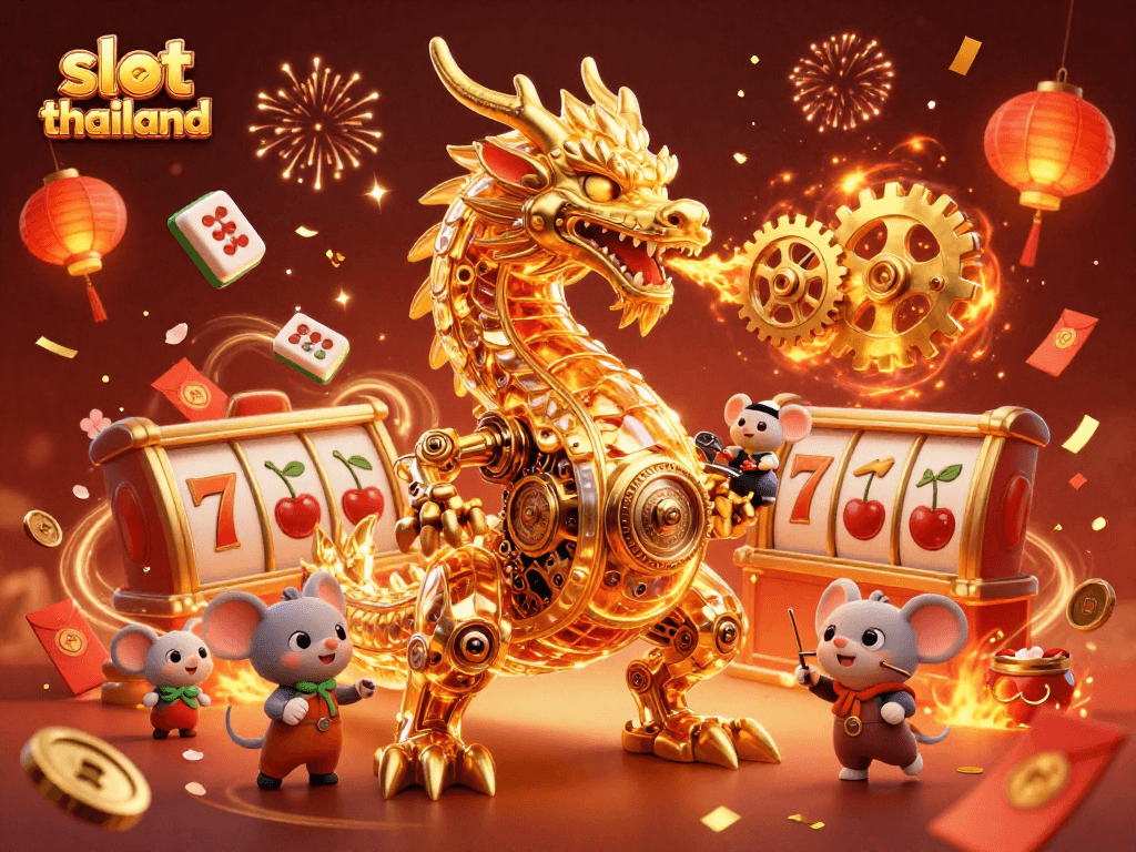 Menghadirkan slot thailand dalam ilustrasi 3D penuh warna dan detail tinggi dengan simbol maju yang menggiurkan.
