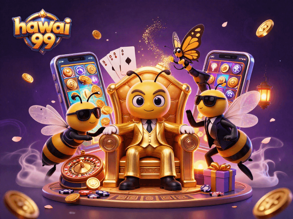Experience the thrilling action of hawai 99 in this vibrant casino scene featuring bumblebee characters and gaming excitement.