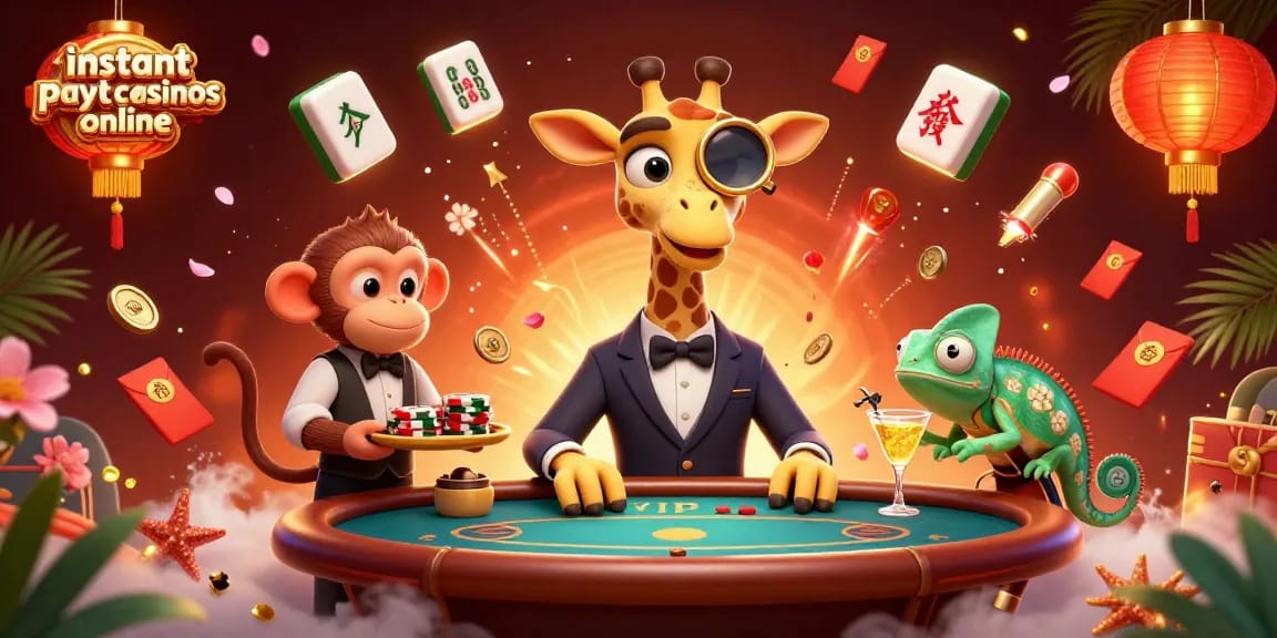 Experience instant payout casinos online with a vibrant 3D illustration of gambling excitement.