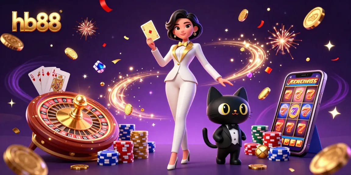 Experience thrilling gameplay at hb88 with vibrant casino action featuring a glamorous woman and sparkling elements.