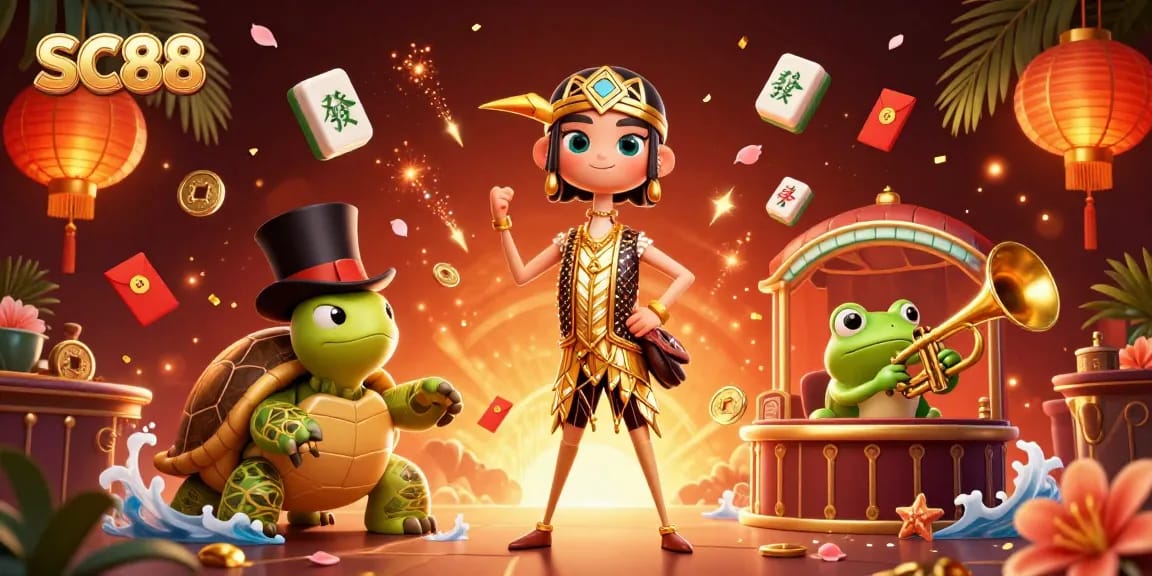 Join SC88 for thrilling casino games featuring lavish decorations, lively characters, and vibrant energy.