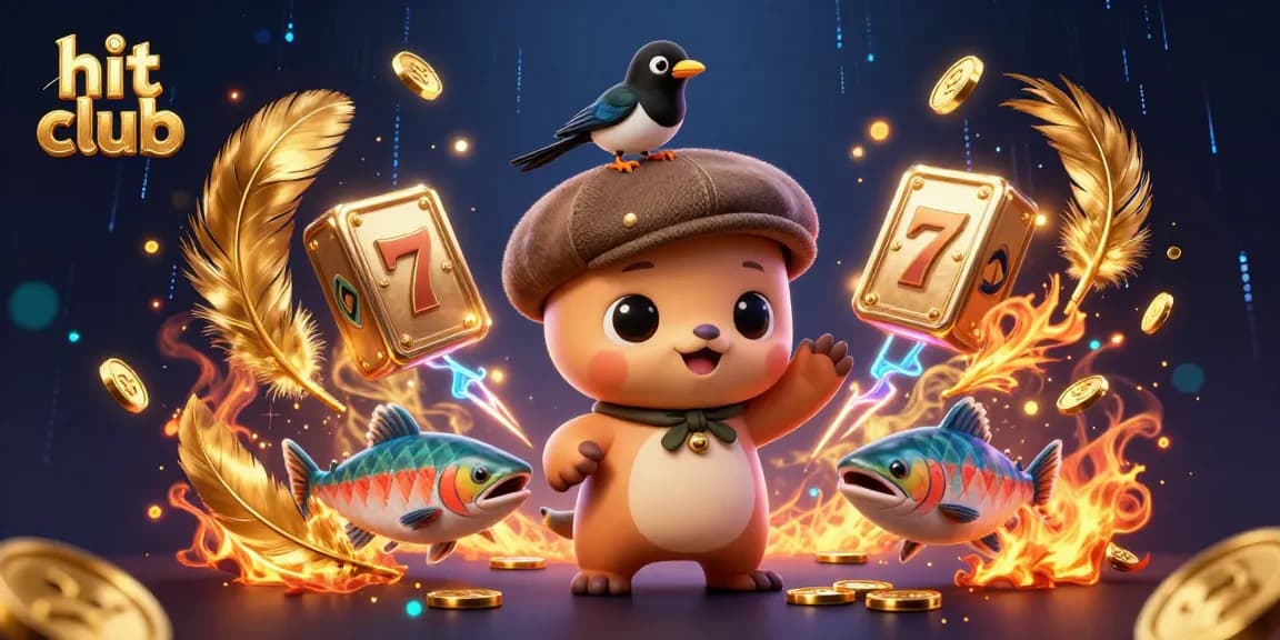 Experience slots excitement at hit club with charming cartoon characters surrounded by dazzling casino elements.