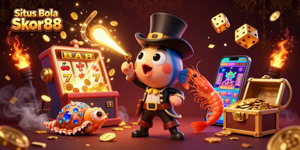 Situs Bola Skor88 offers thrilling betting experiences with a lively depiction of casino fun and winning moments.