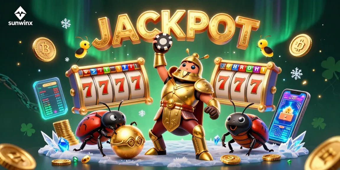 Watch the sunwinx beetle triumphantly lifting a golden poker chip amid vibrant casino elements.