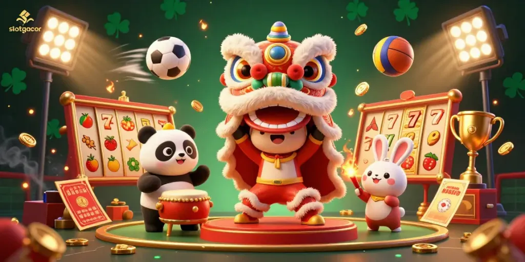 Experience the excitement of slotgacor with vibrant characters and dynamic play elements in this engaging casino scene.