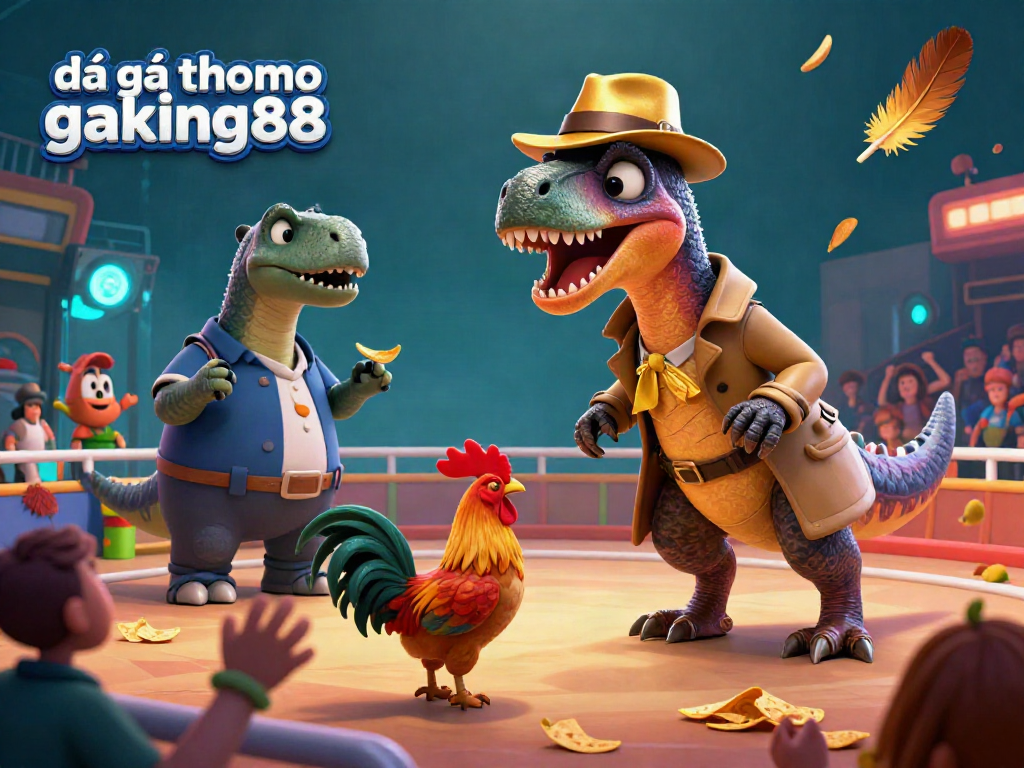 Experience the excitement of đá gà thomo gaking88 in this vibrant illustration of a cockfighting arena.