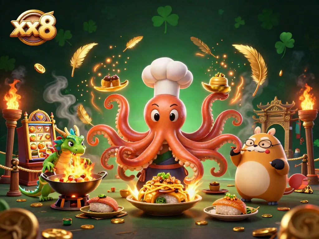 Experience the magic of xx 8 as a sushi chef octopus and dragon stir up excitement in a colorful casino atmosphere.