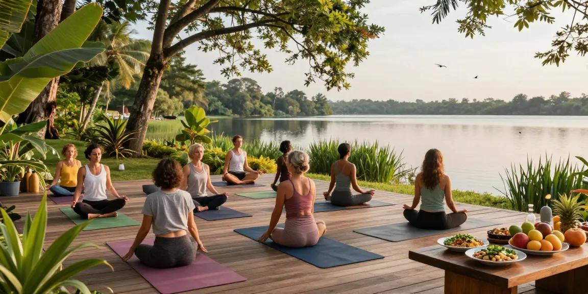 Experience a rejuvenating yoga retreat Sri Lanka with peaceful outdoor yoga sessions by Koggala Lake.