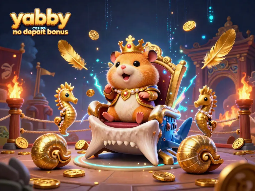 Experience the yabby casino no deposit bonus with a golden hamster king and vibrant gaming elements.