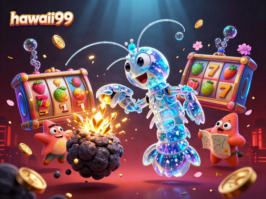 Experience hawaii99's explosive wins with vibrant slots and a galactic samurai in this dynamic digital illustration.