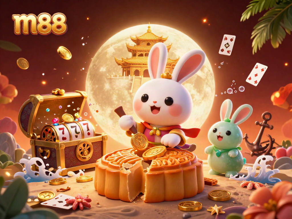 Spin the reels with m88 as a moon rabbit reveals poker chips from mooncakes!