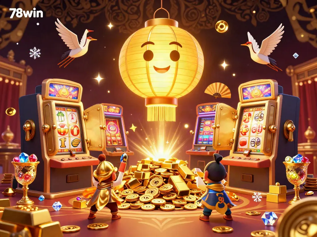 Experience the thrill of winning big at 78win with a magical night market casino scene.