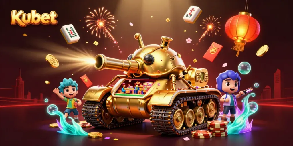 Kubet casino experience with a dynamic beetle tank revealing a miniature casino and festive elements.