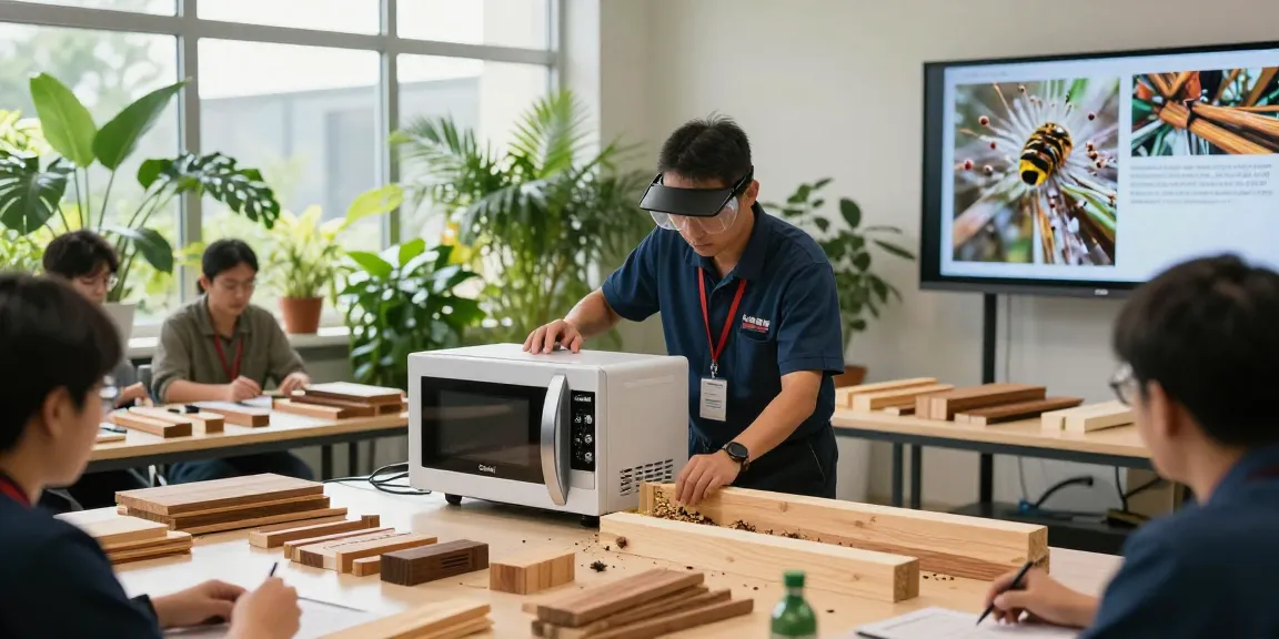 Shashel device eliminating wood-boring pests in a bright workshop