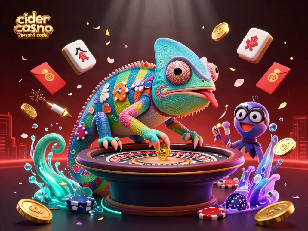 Win exciting prizes at Cider Casino with the reward code featured in this vibrant illustration.