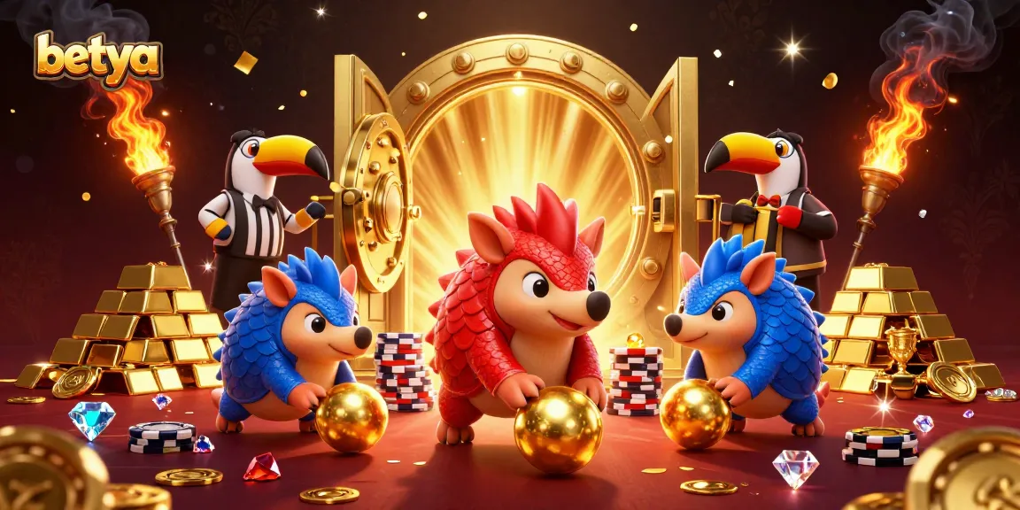 Experience thrilling poker action with Betya's rival pangolins in an exciting casino scene.
