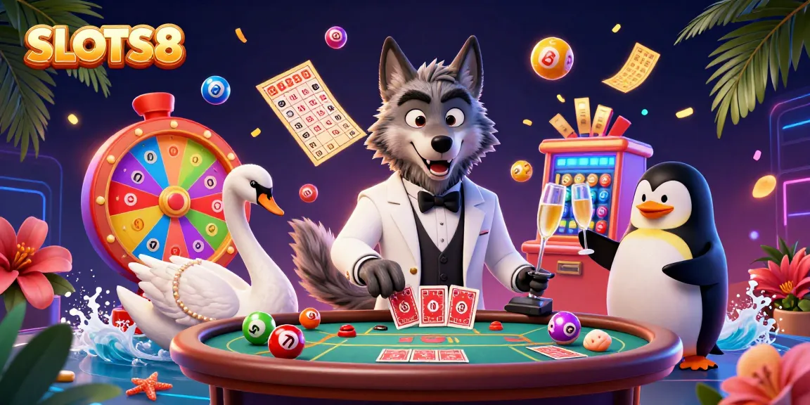 Engage in thrilling gameplay at SLOTS8 with lively casino characters and dynamic elements.