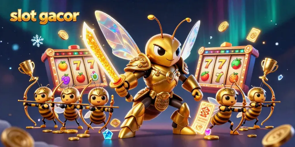 Experience exhilarating slot gacor action with dynamic, colorful characters and games in a vibrant casino scene.
