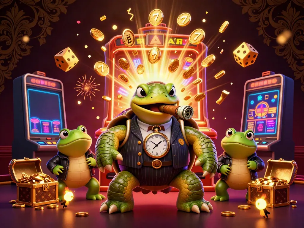 Experience winning excitement with slot online gacor in a vibrant casino scene featuring unique characters.