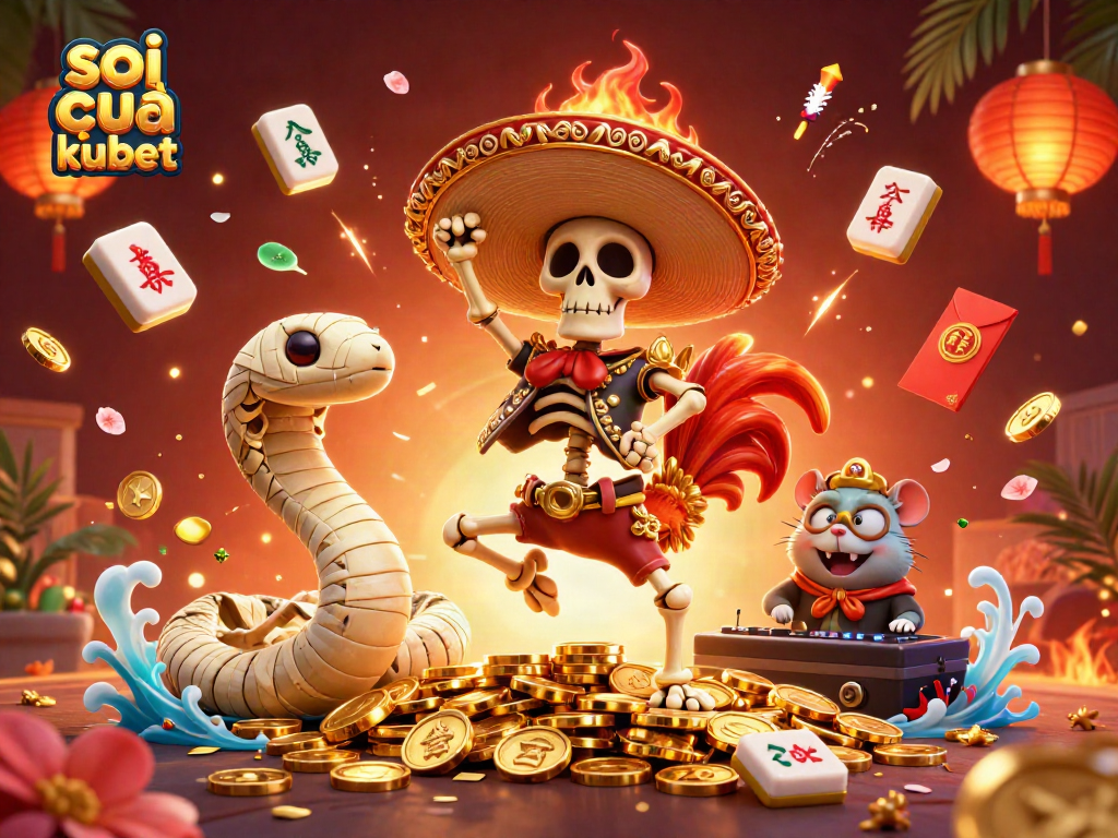 Join the fun with soi cầu kubet in a vibrant casino-themed 3D illustration featuring dancing characters.