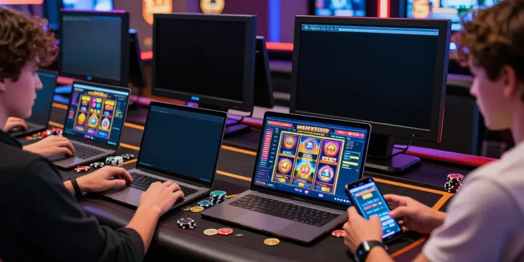 Pengalaman judi slot online di WIRA55 dengan pemain yang terlibat di berbagai perangkat.